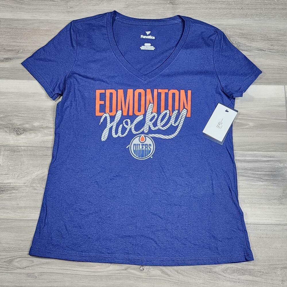 Edmonton Oilers T-Shirt Women's Medium Blue Fanatics Short Sleeve New